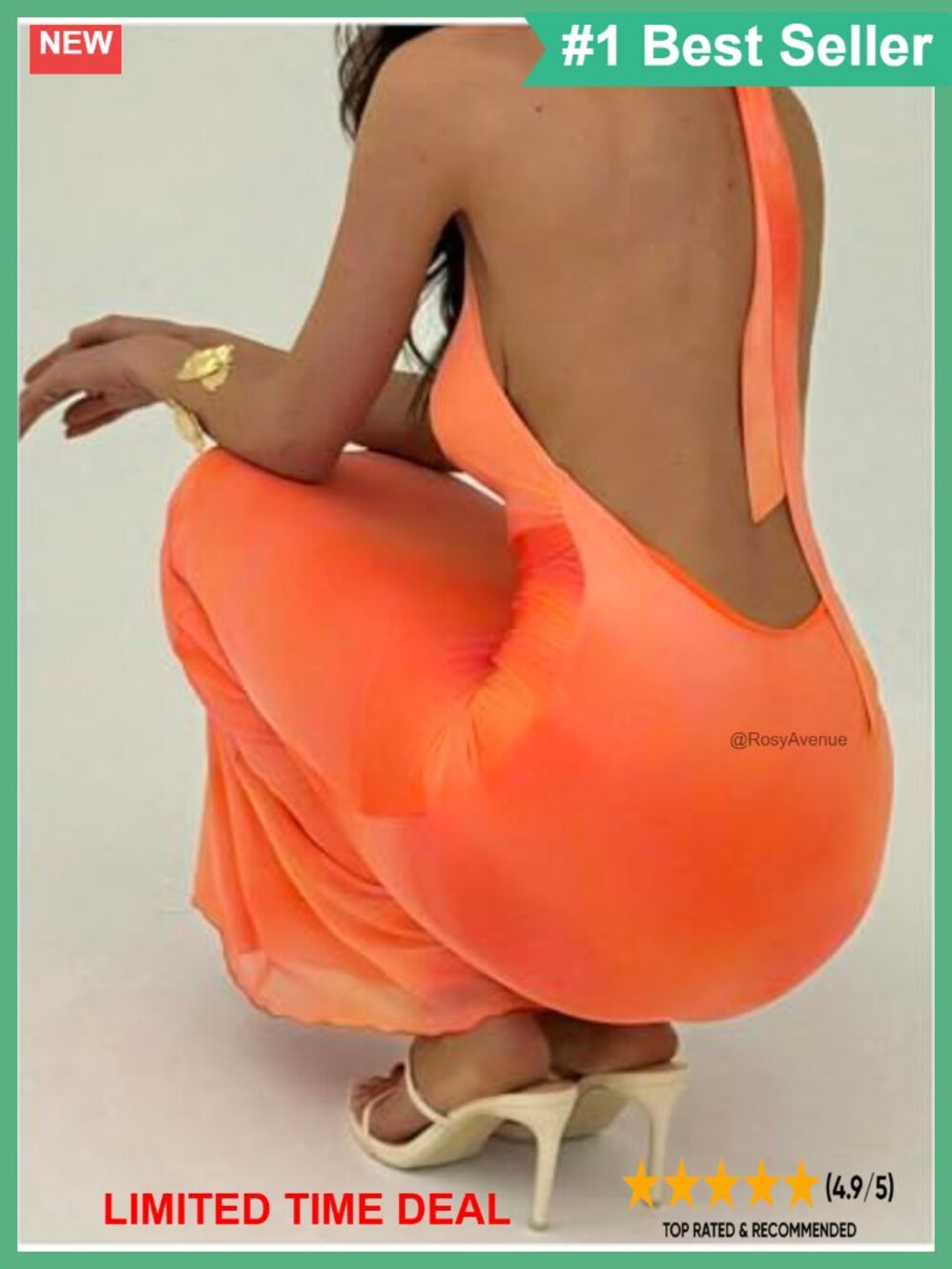 Sunset Beaded Halter Bodycon Maxi Dress Sequin Backless Party - Picture 3 of 4